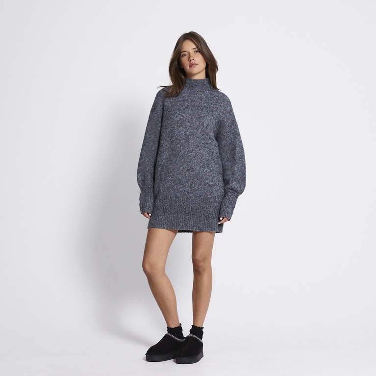 Short turtleneck knit dress "Kaia" Grey